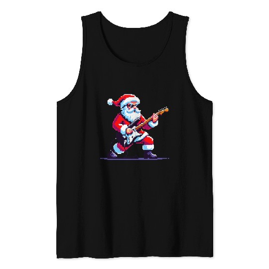 Rocking Santa 8-Bit Pixel Art Tank Tops