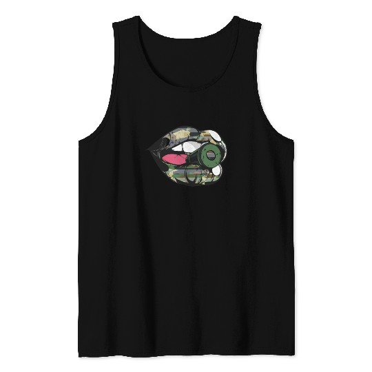 US Armed Forces Military Lip Bullet Army First Res Tank Tops
