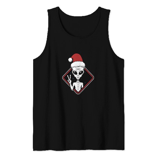 Alien Christmas Peace Tank Tops