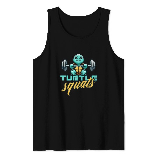 Turtle squats funny gym animals Tank Tops