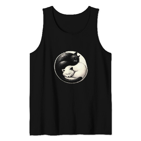 Yin and yang cats sleeping Tank Tops