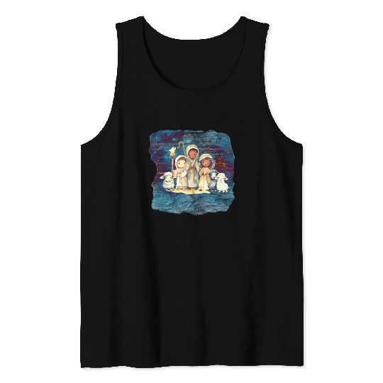 Christmas Nativity Scene Shepherds and Sheep Tank Tops