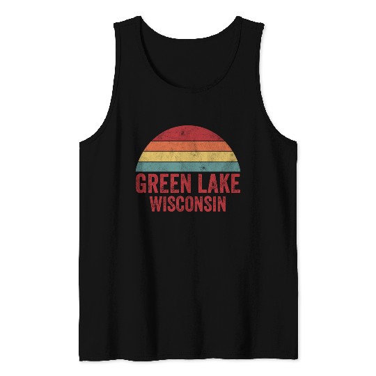 Vintage Green Lake Wisconsin Tank Tops