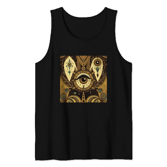 Abstract New Age 1920s Steampunk Design Tank Tops
