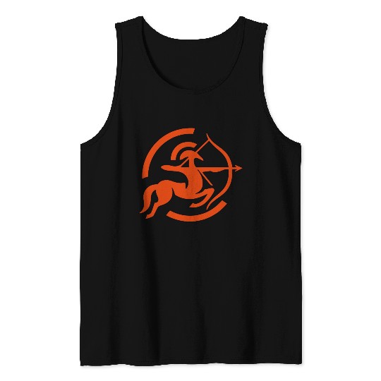 Zodiac Sagittarius Arc Icon Minimalistic In Red Tank Tops
