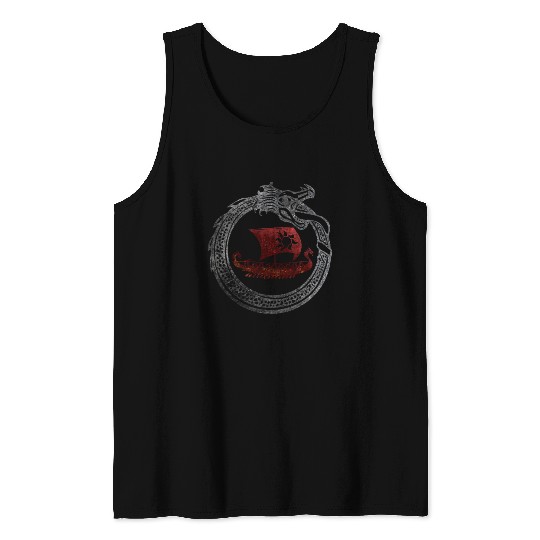 Jormungandr Vikings Dragon Ship Thor Mjolnir Tank Tops