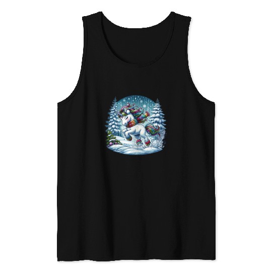 Unicorn in a Winter Wonderland Tank Tops