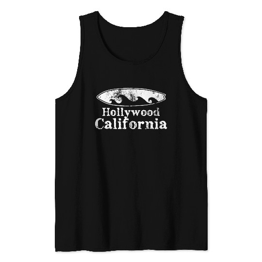 Hollywood California Surfboard Souvenirs Gifts Tank Tops