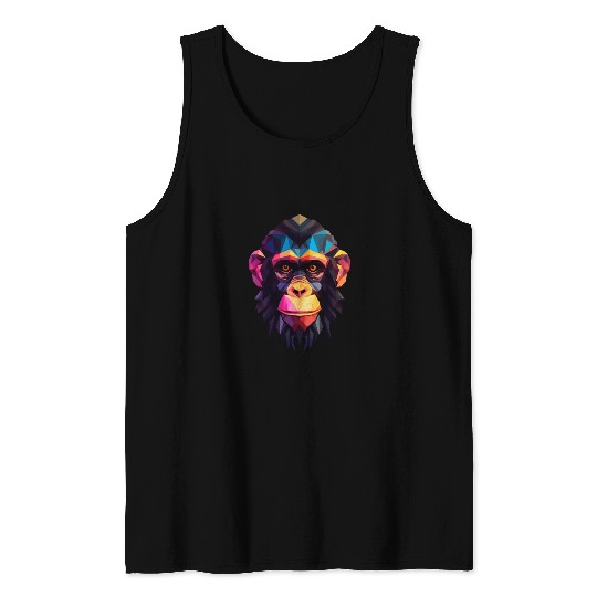 Geometric Style Chimpanzee Tank Tops