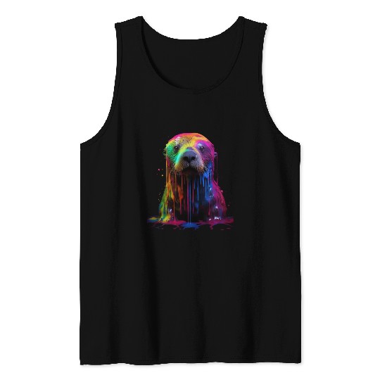 Rainbow Sea Otter Tank Tops