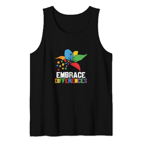 Embrace Differences Autism Flower 2 Tank Tops