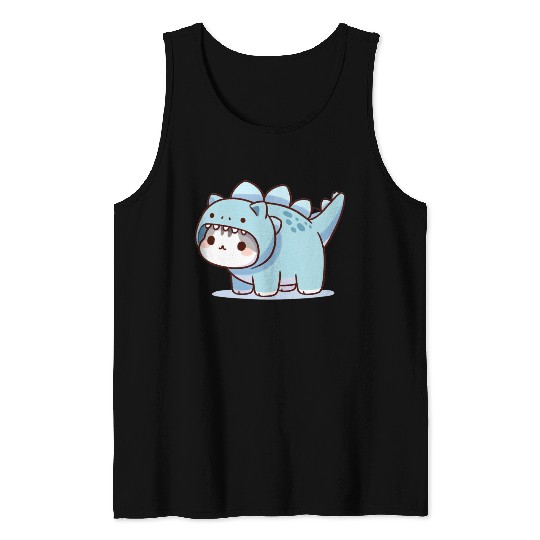 Cat in Stegosaurus Costume Tank Tops