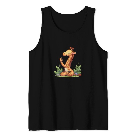 Giraffe yoga practitioner Tank Tops