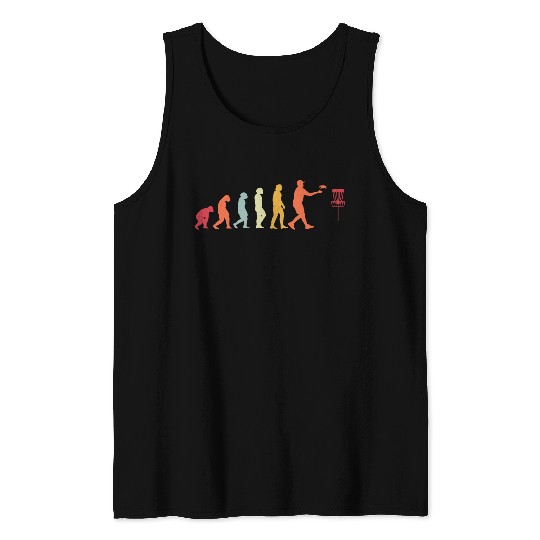 Disc Golf Evolution Of Man Golfing Funny Tank Tops