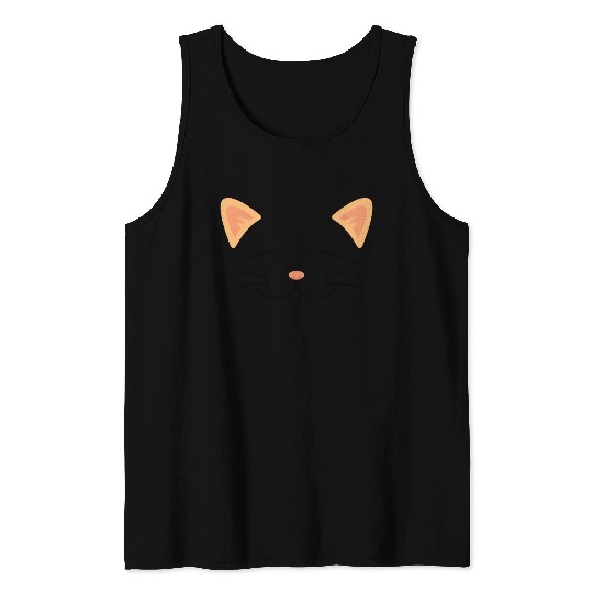 Floating Cat Face Tank Tops