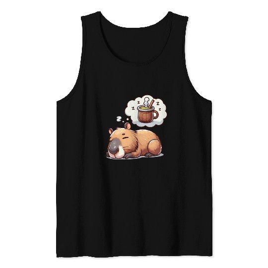 Sweet Capybara Dreaming of Yerba Mate Tank Tops