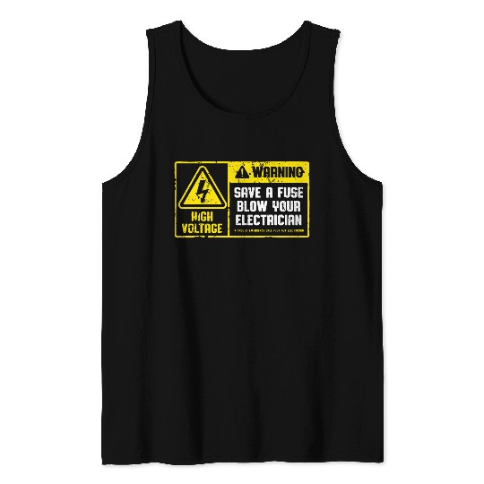 Lineman Retro Vintage Electrician Save A Fuse Tank Tops
