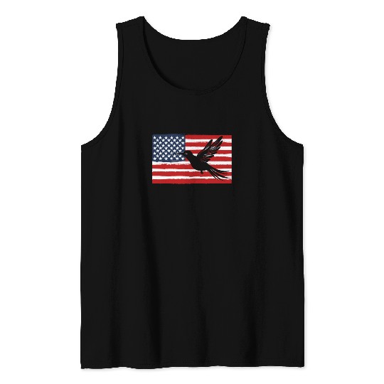 Hummingbird Us Flag Us American Flag Tank Tops