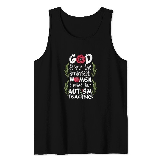 Woman Autism Teacher Tank Tops
