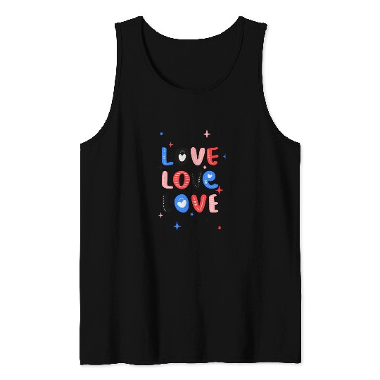 White Red Pink Light Blue Black Bold Valentine Tank Tops