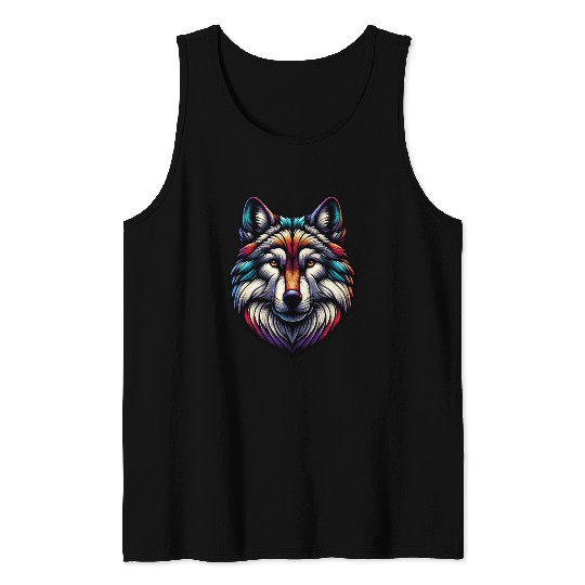 Vivid Abstract Wolf Tank Tops