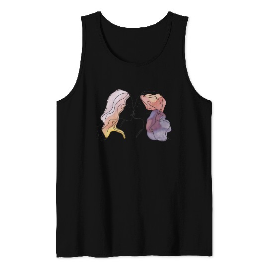 Lesbian Couple Simple Minimalistic Drawing Tank Tops