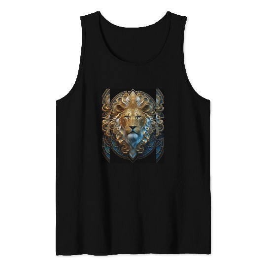 1920s Art Deco lion, gold Tank Tops