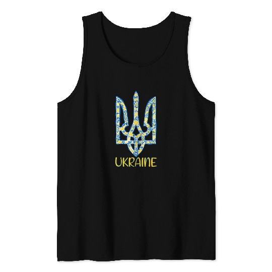 Ukraine trident in Ukrainian flag colors Tank Tops