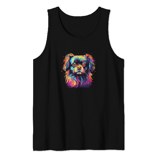 Watercolor Colorful Tibetan Spaniel Tank Tops