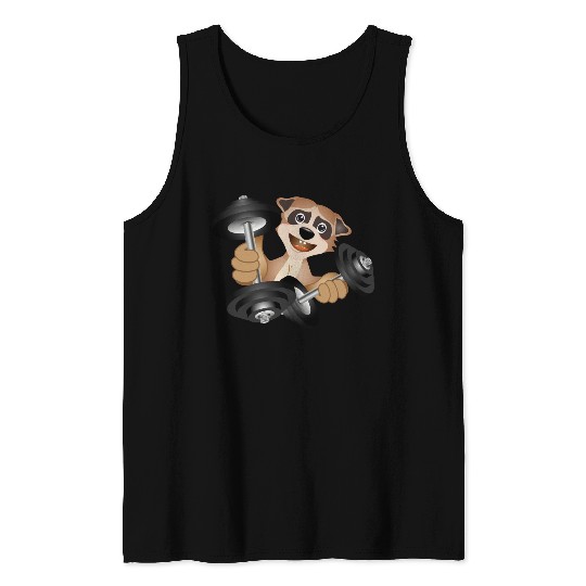 Bodybuilder meerkat with dumbbells training Tank Tops