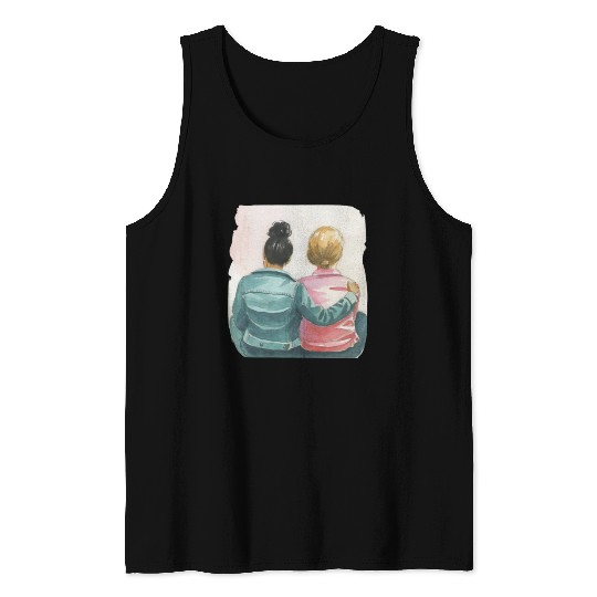 Watercolor Lesbian Couple Tank Tops