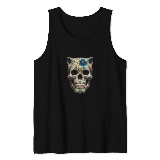 Talavera cat skull Tank Tops