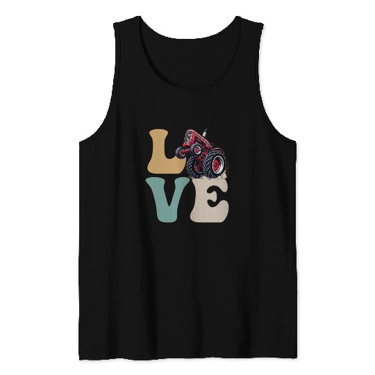 LOVE Tractor Pulling Tractor Driver Farmer Farming Tank Tops