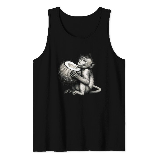 Coconut Milk-Sipping Monkey Tank Tops