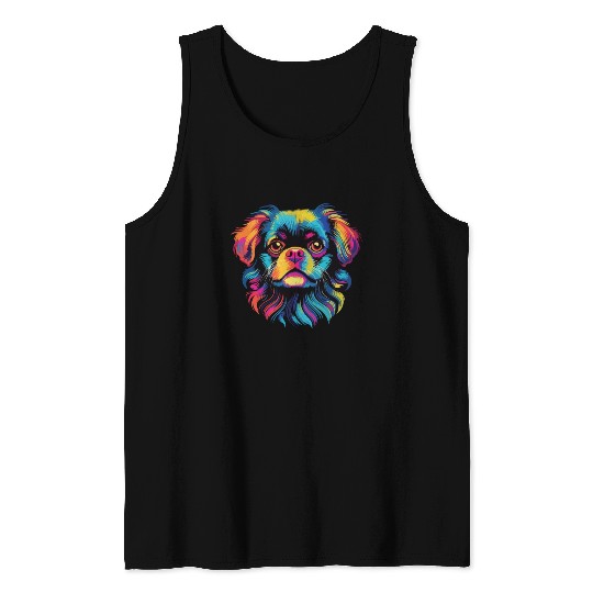 Watercolor Colorful Tibetan Spaniel Tank Tops