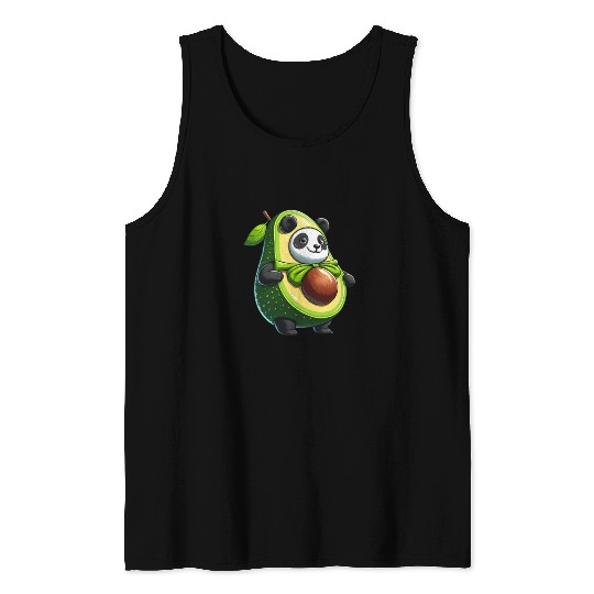 Avocado Panda: Peaceful Green Guardian Tank Tops