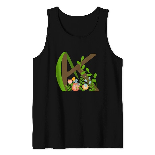 Capital letter K monogram and wildflowers Tank Tops