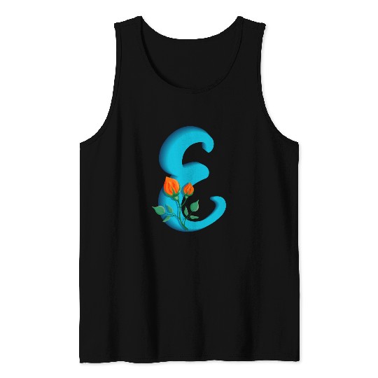 Three dimensional capital letter E rose monogram Tank Tops