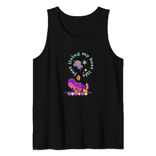 Purple Retro Hotdog Illustration Tank Tops
