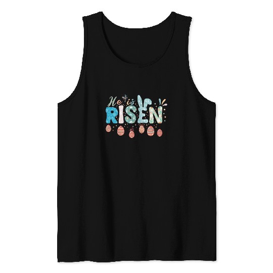 He Is Risen Easter Celebration Theme Tank Tops