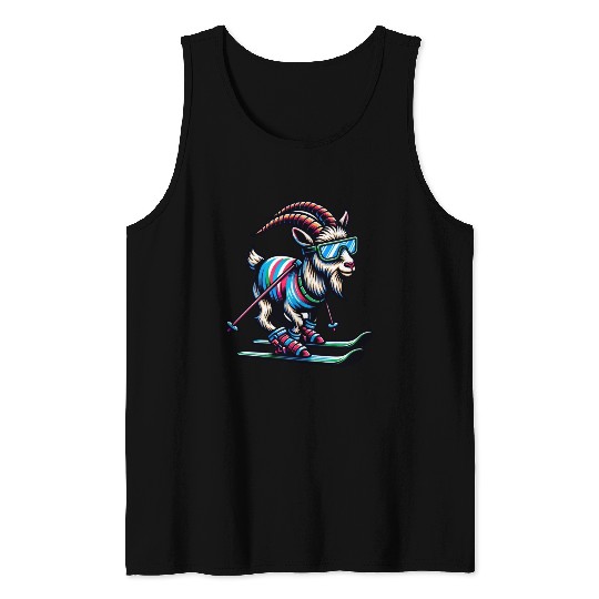 Goat Skiing Downhill Winter Sports Design Tank Tops
