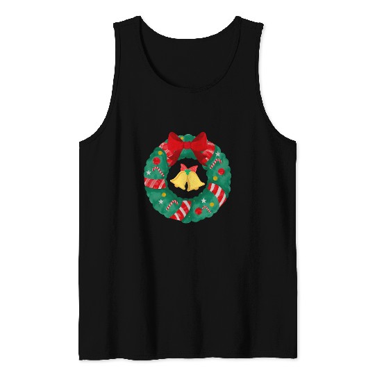 Christmas Wreath with Bells Tank Tops