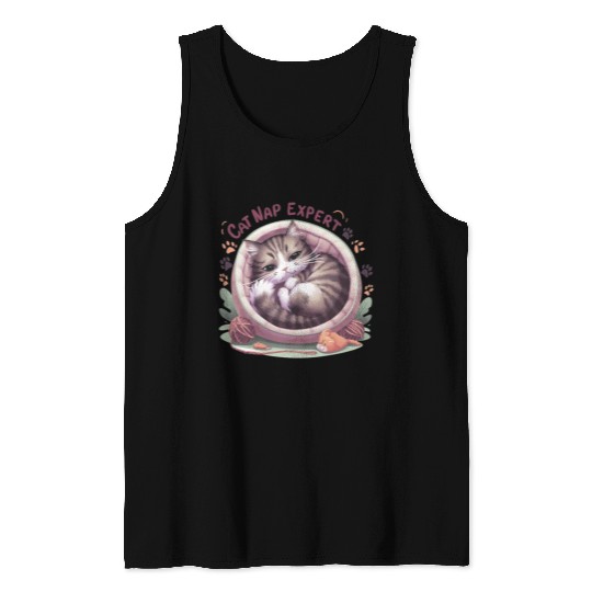Cat Nap Expert - Funny Cat Outfit! Tank Tops
