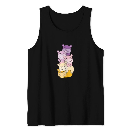 Trixic Flag Pride Lgbtq Cute Hippo Tank Tops