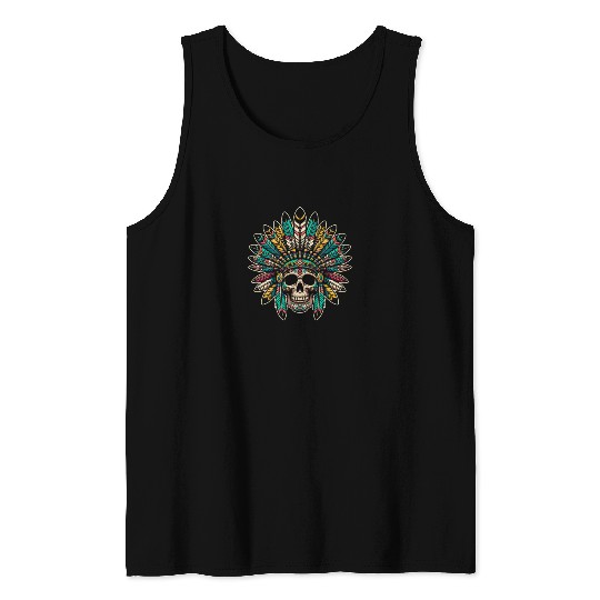 Indigenous Native American Skull Head Tank Tops