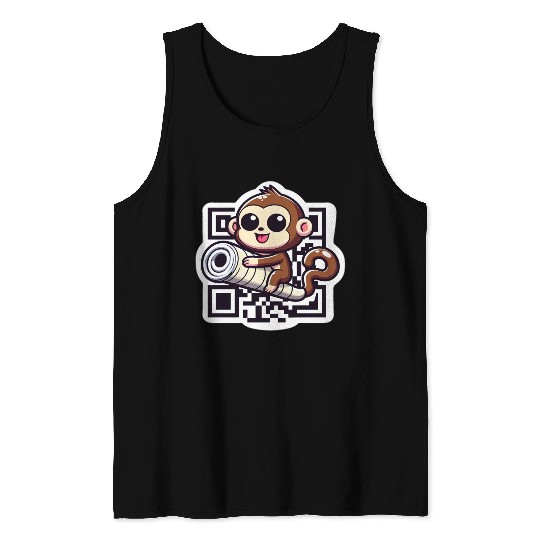 Curious Monkey with QR Code Tank Tops