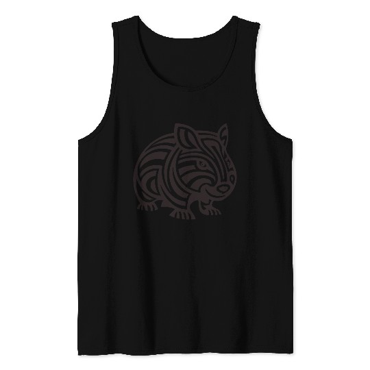 Wombat Tribal Style Vector Design Single Color Tank Tops