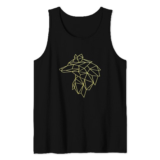 Wolf face tattoo geometric modern Colorful Tank Tops