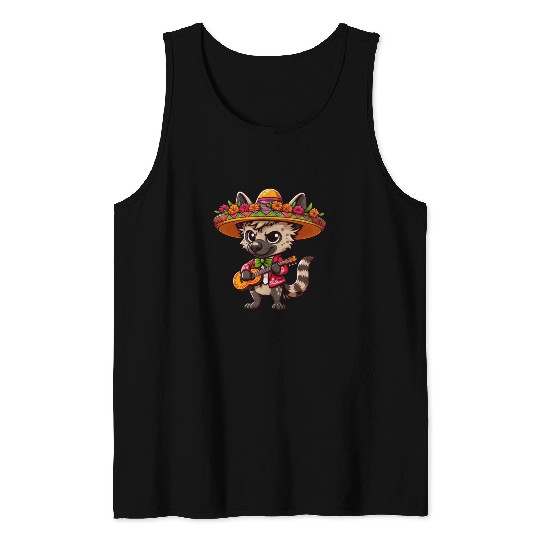 Cinco de Mayo Hyena Mariachi Guitar Tank Tops