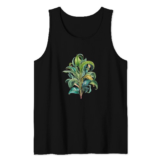 Watercolor Plant Hand Painted Tank Tops